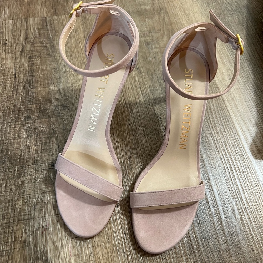 NWT Stuart Weiztman Nunakedstraight Strap Sandal Dolce Taupe 6.5 AA - Picture 2 of 6